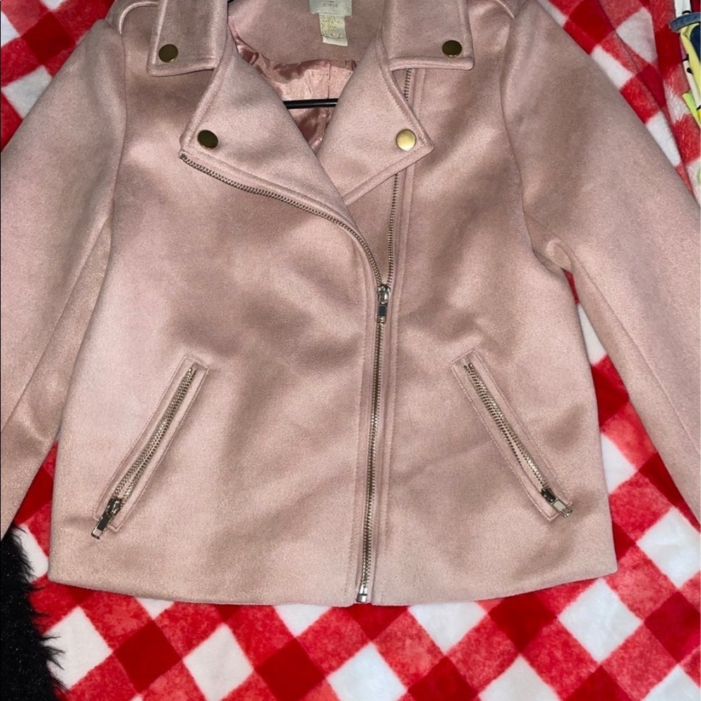 Girls Youth Forever 21 Faux Suede Biker Jacket 11/12